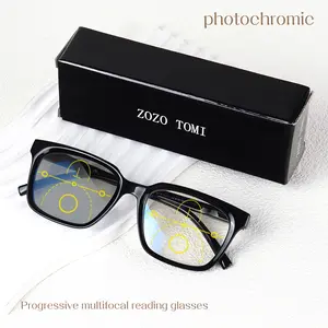 Zozo Tomi Photochromic Progressive Multifocal Reading Glasses, Framed Design, Lightweight PC Frame, Lightweight Durable Glasses, Unisex, Ideal for Mother's Day Gift