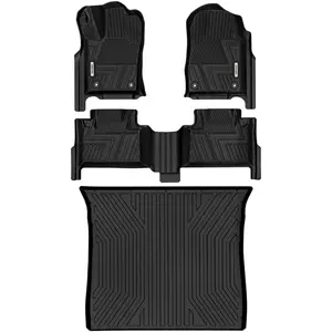 YINTATECH Floor Mats Set Fits for 2016-2021 Jeep Grand Cherokee / 2022 Jeep Grand Cherokee WK, Custom Fit Black TPE All Weather Front & Rear Row Trunk Liners Car Floor Mats Set
