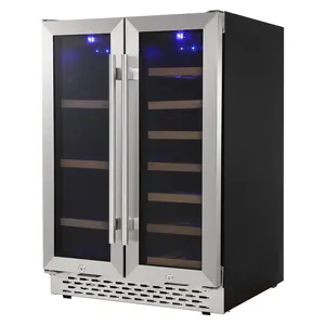 【GARVEE】Wine and Beverage Refrigerator 24 Inch Dual Zone Wine Cooler with 40 Bottles Wine Capacity, 120L Built-in and Freestanding,with Independent Temperature Control,Upgraded Compressor,Quiet