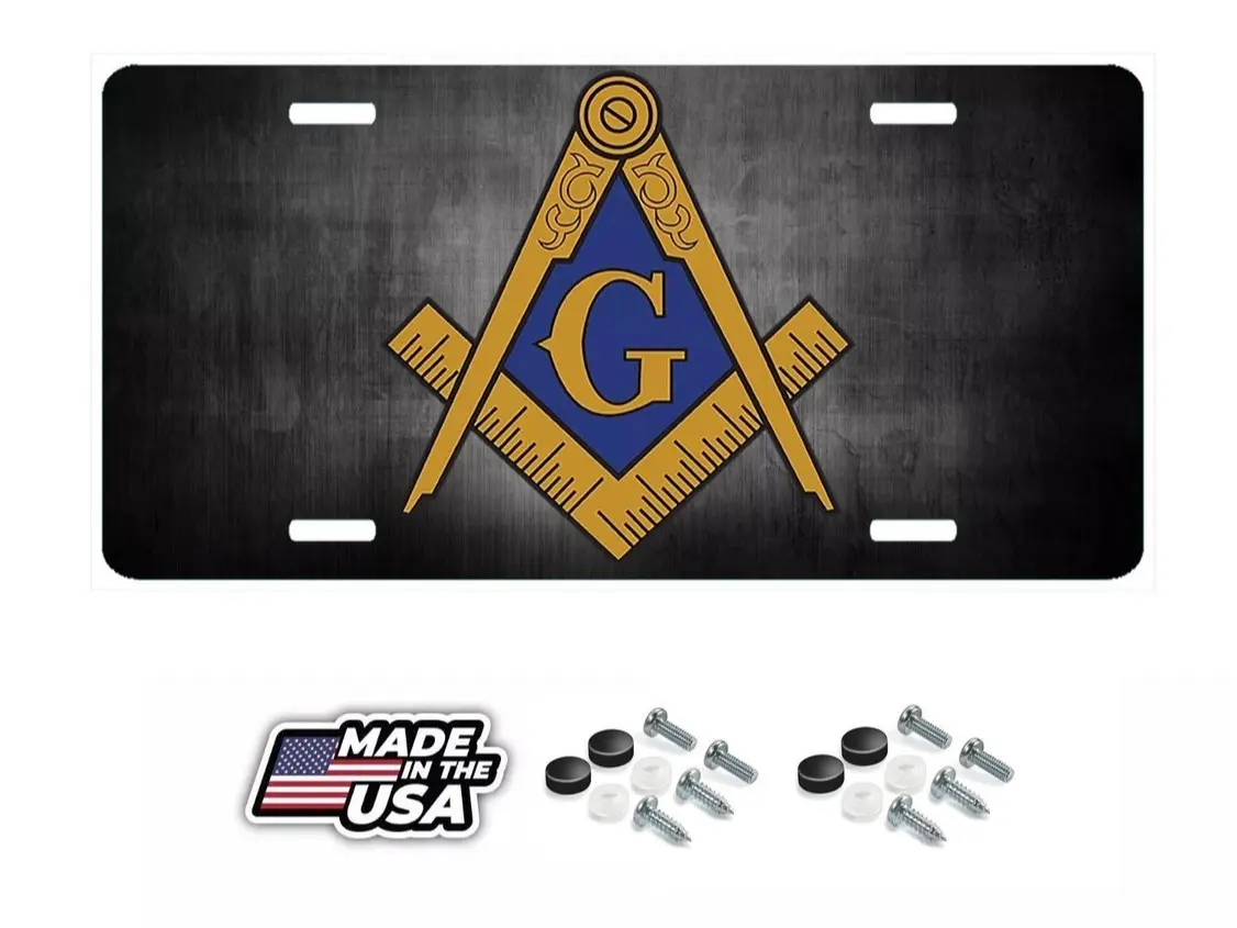 Fade Black Masonic License Plate Mason Freemasonry Truck Auto Car Tag Emblem