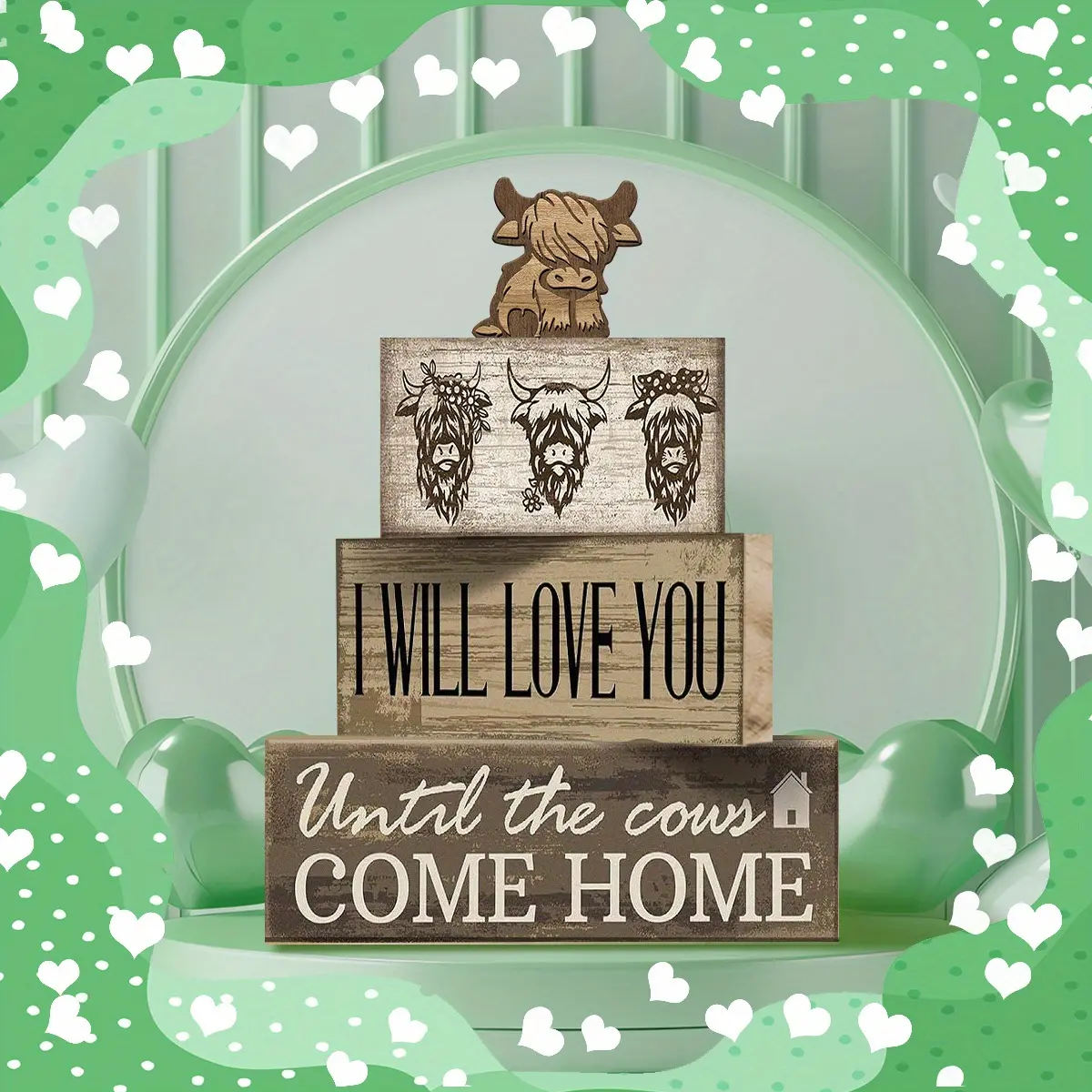 1 set of Reversible Valentine's Day & Sweet Home Decorative Sign, Double Side Table Sign, Valentine Tiered Tray Decor, Wood Heart Clover Block Valentine Table Centerpiece for Home, Farmhouse Tiered Tray Decor
