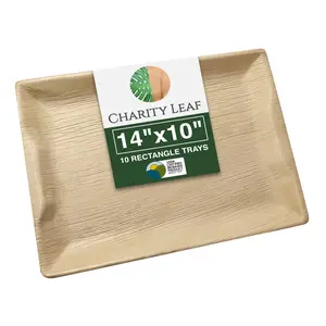 14" x 10" Inch Rectangular Tray Bamboo Disposable