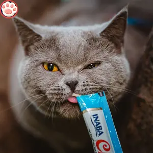 INABA Churu Tuna Puree Lickable Cat Treats - Vitamin-Infused, Grain-Free, Creamy Texture, High Moisture, Hydration Support, 0.5-oz x 4 Tubes