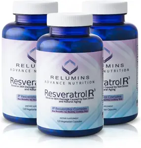 Relumins Resveratrol 600mg Supplement – High-Potency Antioxidant with Grape Seed & Red Wine Extract – Supports Skin, Heart Health & Immune System – 120 Vegan Capsules