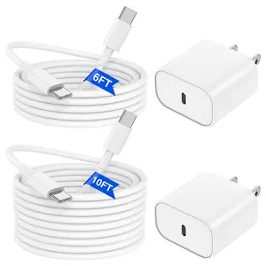 2-Pack 20W USB-C Fast Charger&10FT/6FT Cable for iphone16/15 Series and iPad Models Charging Cord