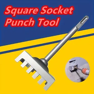 Wall Hole Puncher Square Drill Bit Adapter, Electric Hammer Hex Shank, Quick Opening Tool for Plumbers, Slot Installation Accessory