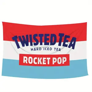 1pc Funny Twisted Tea Hard Iced Tea Rocket Pop Tapestry Wall Hanging - Large Retro Striped Fabric Art For Bedroom, Living Room, Dorm Decor - Humorous Gift Idea Multicolor