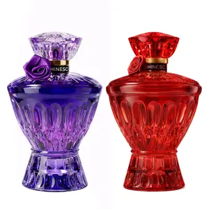 2-Pack Luxury Women’s Perfume Set (Dual Bottle: Purple + Red) - Sparkling Crystal Bottles with Rose Accents, Long-Lasting Elegant Scents | Perfect Gift for Special Occasions