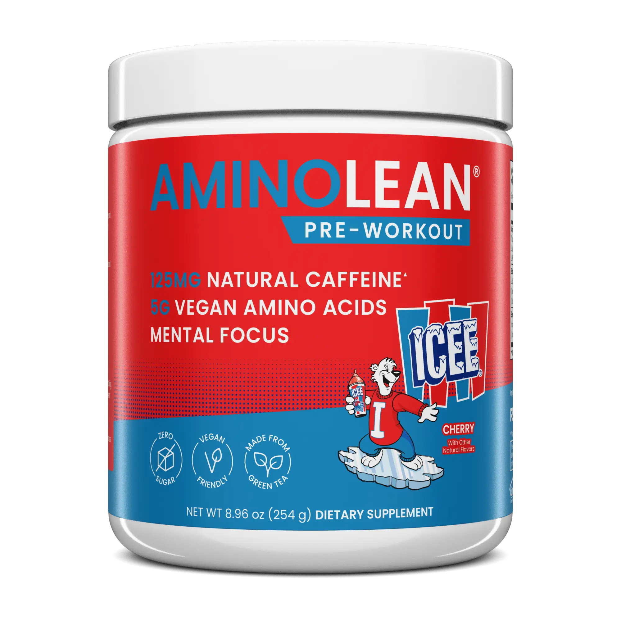 AminoLean Energy Powder - Clean Caffeine from Natural Green Tea, Pre Workout & Anytime Energy, Vegan, Zero Sugar