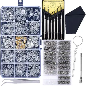 Upgrade Version Eyeglass Repair Kit,1500 Pcs  Complete Glasses Screws Kit and Nose Pads with 6 count Screwdrivers and 3 count Tools for Glasses, Eyeglasses and Sunglasses Repair