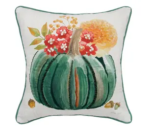Teal Pumpkin Harvest Pillow by Valerie