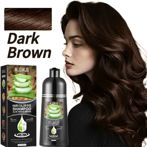 Aloe Vera Hair Dye Shampoo for Instant Color & Grey Coverage, Natural Herbal Formula, Gentle on Scalp, Nourishing & Moisturizing, Easy One-Step Dyeing Shampoo for Shiny, Healthy-Looking Hair，420ml