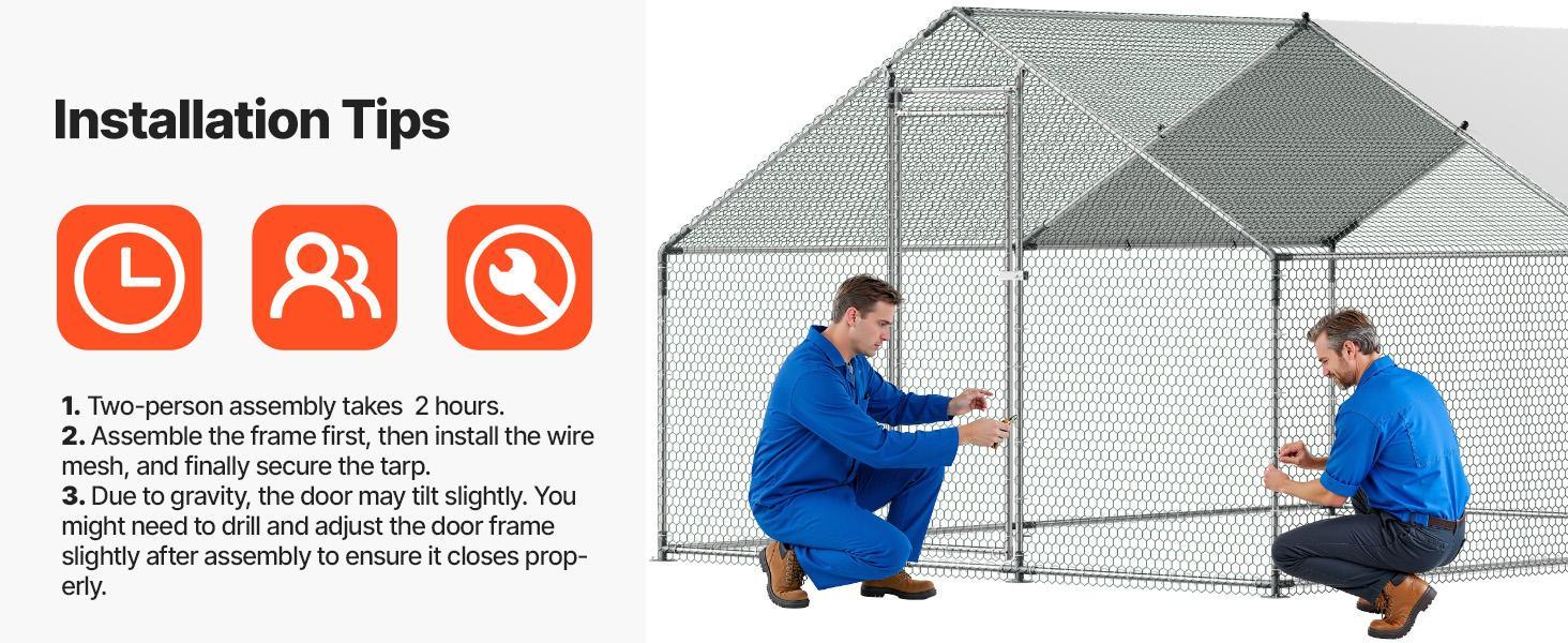 VEVOR Large Metal Chicken Coop, 9.8 x 13.1 x 6.6 ft, Walk-in Chicken Runs with Waterproof Cover, Spire Roof Hen House Enclosure with Lock, Outdoor Duck Rabbit Cage Poultry Pen for Backyard, Farm, Yard VEVOR Large Metal Chicken Coop, 9.8 x 13.1 x 6.6 ft, Walk-in Chicken Runs with Waterproof Cover, Spire Roof Hen House Enclosure with Lock, Outdoor Duck Rabbit Cage Poultry Pen for Backyard, Farm, Yard