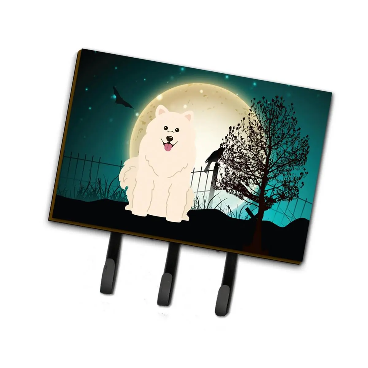 Halloween Scary Metal Samoyed Animal Hook - Universal Home Decor Hanger for Room, Office Use, 8" h x 1.25" w x 8" l Leash or Key Storage