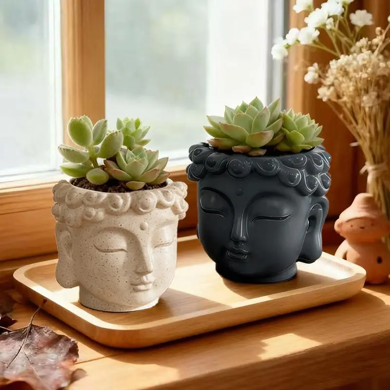Creative Buddha Statue Flowerpot Green Potted Plants Container Home Courtyard Garden Decor Resin Handicrafts Ornament Gift