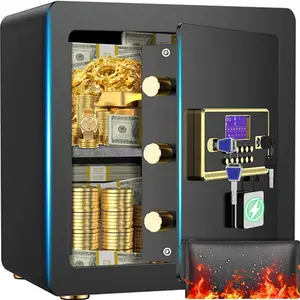 TnTants 2.8 Safe Box for Home Security with Alarm System Adjustable Shelf Digital Keypad for Cash Jewelry Valuables Combination Lock Heavy Duty Modern Protector Fireproof Bag Black