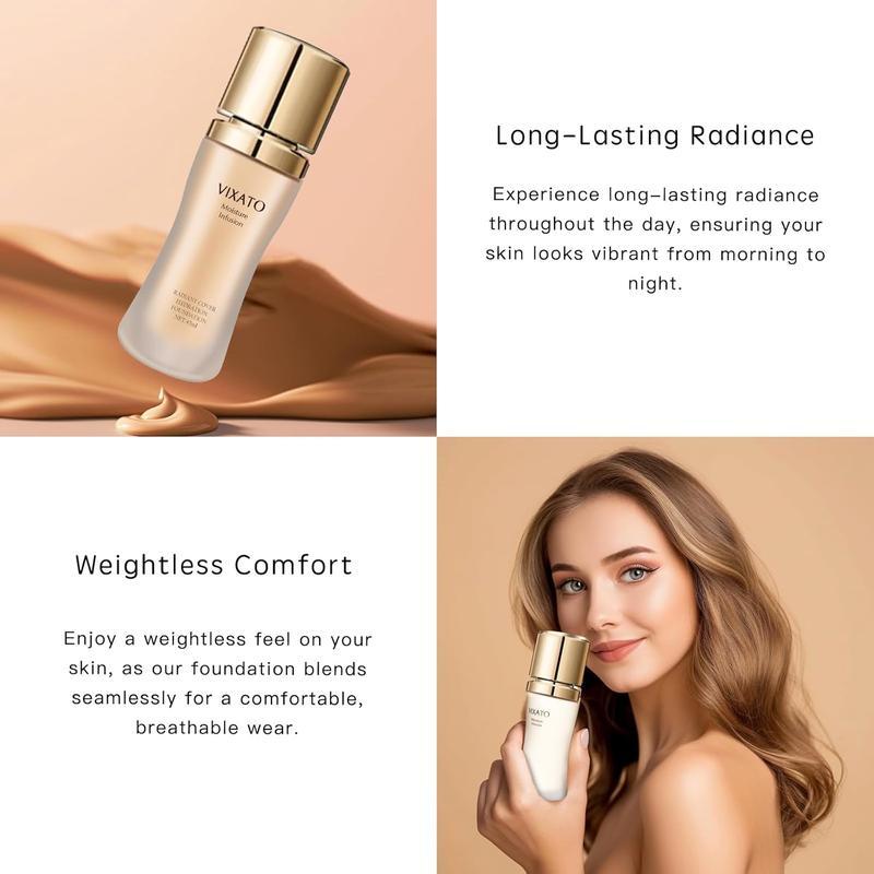 VIXATO Foundation Concealer, Perfect look for most skin, water balance liquid foundation,  Hydrating Makeup, light/neutral/dark