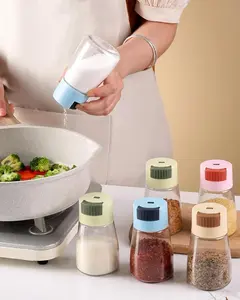 Salt and Pepper Shakers Precise Quantitative Push Type, 0.5 Grams Dispenser, Quantitative Salt Control Bottle, Spice Jars Seasoning Shaker Containers for Kitchen Cooking Camping