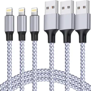 iPhone Charger, [MFi Certified] Lightning Cable 3PACK 6FT Nylon Braided USB Charging Cable High Speed Transfer Cord Compatible with iPhone 14/13/12/11 Pro Max/XS MAX/XR/XS/X/8/iPad