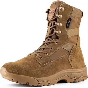 FREE SOLDIER Men's Work Tactical Boots 8 Inches Lightweight Combat Boots Durable Suede Leather Military Boot Desert Boot