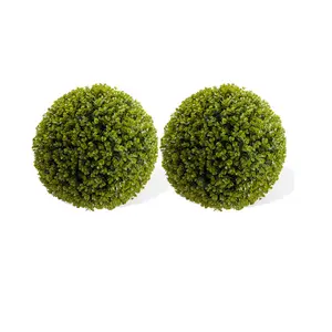 Low-Maintenance Decorative Plants – Set of 2 Artificial Boxwood Balls – Large UV-Resistant Cedar Topiary Spheres with Hanging Chain for Indoor and Outdoor Garden, Balcony, Front Door Decor – 45CM, Cedar Color