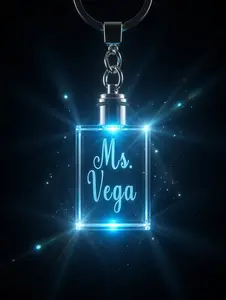 Personalized Light-Up Crystal Keychain - Mis 15 Quinceañera / Sweet 15 / Sweet 16 / Communion / Baptism(Bautizo) / Anniversary / Wedding(Boda) | Glowing LED Rectangular Crystal Keychain