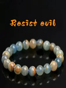 Pure Natural Heshi Calcite Bracelet, Anti-Evil Charm, Adjustable Beaded Bracelet for Men Women Boys Girls, Pull-String Design