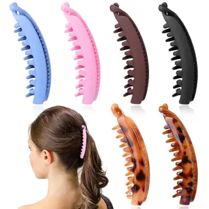 Banana Clip for Thick Hair,6 PCS 4.75" Large Banana Claw Clips for Women Girls, Stretchy Bananas Hair Clip,Bananas Combs Bow Hair Accessories