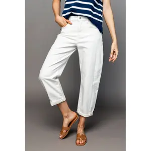 Canyon Barrel Jeans - Cream - High Rise Cropped Denim