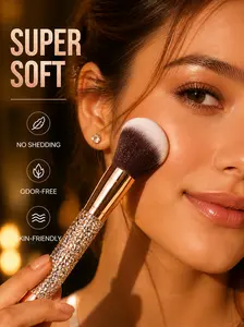 10Pcs Luxury Makeup Brushes Set, Beauty Products with Diamond Rivet Handle & Crystal Design, Professional Super Soft Odor-Free Bristles Tool for Face Eye Makeup, Foundation & Concealer Application