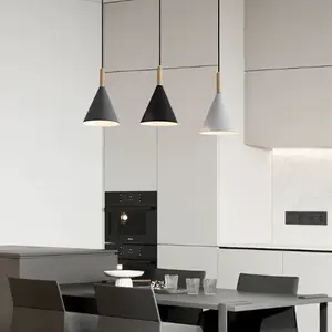 Modern Minimalist Hanging Pendant Light, Three-Head Ceiling Mount with Metal Shade, Adjustable Cord, Indoor Decorative Lamp, E27 Bulb Included