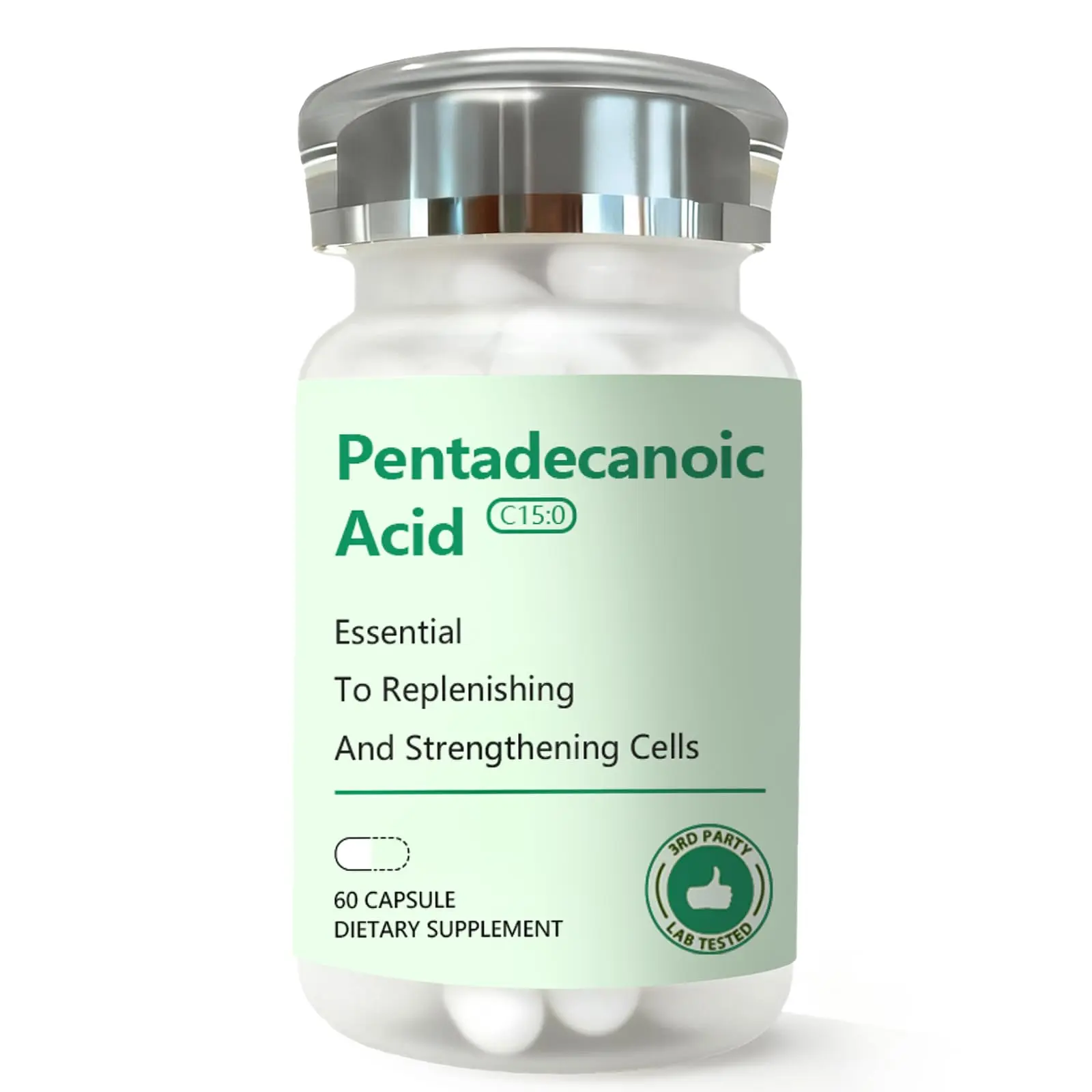 Pentadecanoic Acid C15:0 Capsules 60 Count | Essential Fatty Acid Nutrition Supplement