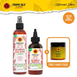 Tropic Isle Living Red Pimento Hair Growth Bundle with FREE Hair Food Coconut| Stimulate, Strengthen, Grow