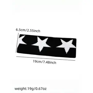 Unisex Knitted Embroidered Star Sports Headband Y2K Style Hair Accessory for Gym and Casual Wear Sweat-Absorbent Breathable Fabric Universal Fit - Work Out