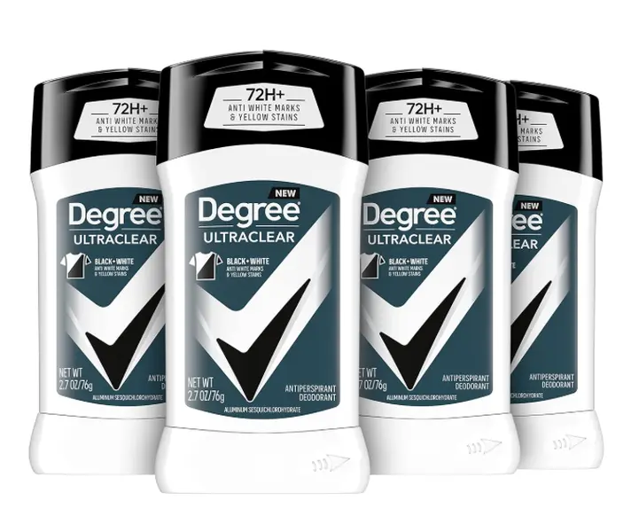 Degree Men UltraClear Antiperspirant Deodorant Black + White 4 count 72-Hour Sweat & Odor Protection Antiperspirant For Men With MotionSense Technology 2.7 oz