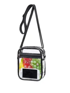 Transparent 40-Wire Messenger Bag, Clear Crossbody Bag for Men & Women, Work & Business Travel, Adjustable Shoulder Strap, Wallet-Friendly Design, Zippered Sling Bag