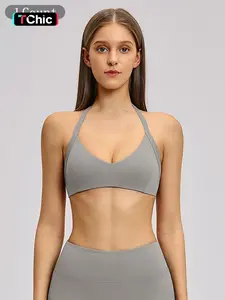 Cross-Border Plush Halter Sports Bra, Hollow Back Yoga Innerwear, Running Fitness Sports Bra for Women