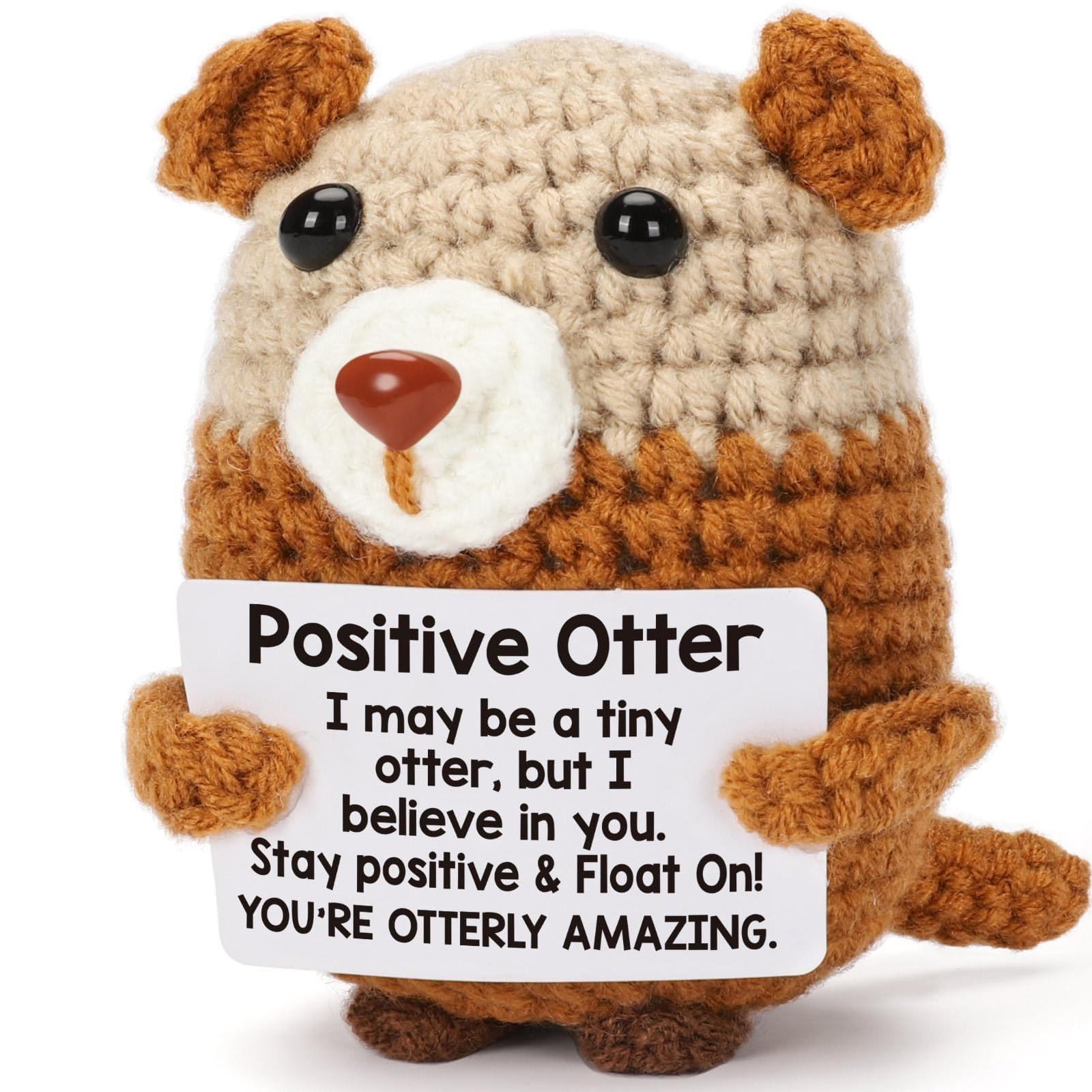 Handmade Knit Otter Plushie Soft Squishy Stuffed Toy Cute Bag Pendant Backpack Charm Car Ornament Aesthetic Desktop Decor Ideal Gift For Valentines Christmas Anniversary Stress Relief