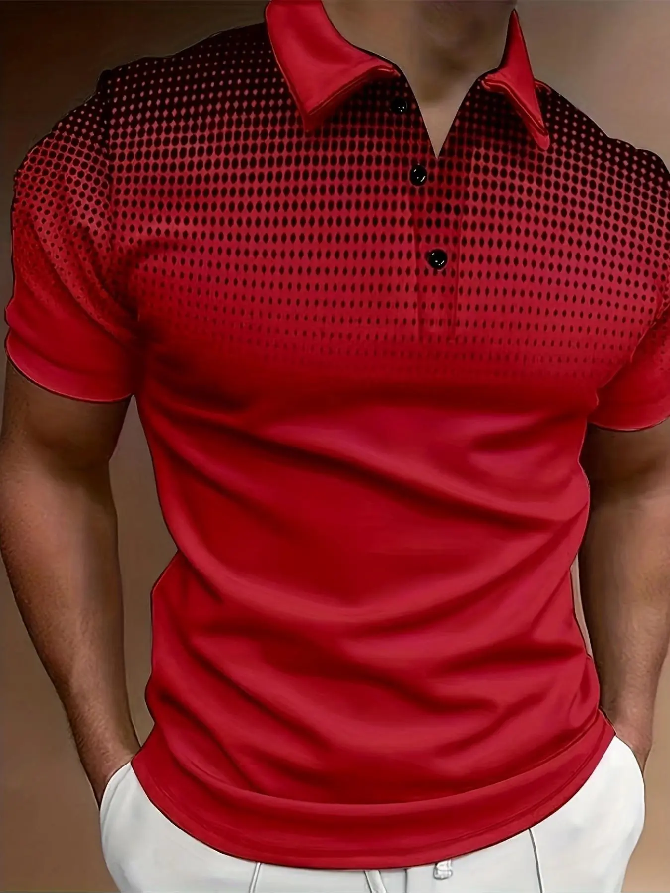 Men's Regular Fit Polka Dot Print Half Placket Polo Shirt, Casual Breathable Short Sleeve Collared Top for Summer, Fashion Men's Clothes for Daily Wear, Tropical