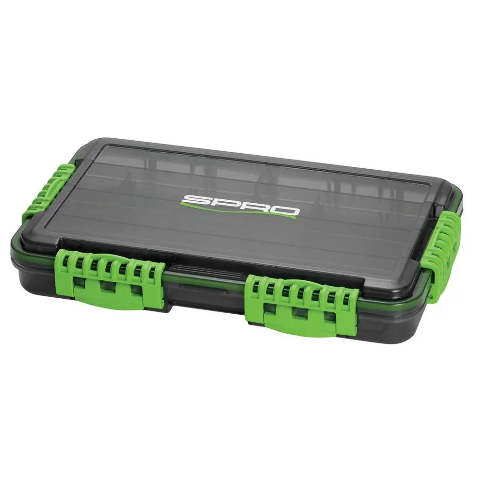Rugged 3700 Waterproof Tackle Box - Utility Lure Organizer with an Adjustable Layout, Tight-Fitting Compartments, and Heavy-Duty Green Latches