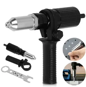 Electric Rivet Nut Gun Adapter for Drills, Rivet Gun Adapter Kit with Handle Grip, Electric Rivet Adapter for Power Drills, Cordless Rivet Nut Gun Converter, Practical Power Tool Accessories for Daily Home Project Needs
