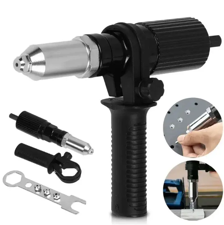 Electric Rivet Nut Gun Adapter for Drills, Rivet Gun Adapter Kit with Handle Grip, Electric Rivet Adapter for Power Drills, Cordless Rivet Nut Gun Converter, Practical Power Tool Accessories for Daily Home Project Needs