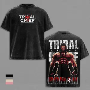Roman Reigns Tribal Chief WWE Shirt Vintage Washed Oversized T Shirt Bloodline Graphic Tee Unisex Streetwear Wrestling Champion Tee WWE Fan Gift
