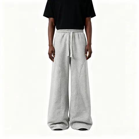 Men's solid color warm lined drawstring waist sports pants, casual, comfortable and loose for daily wear in autumn and winter, casual fleece sports pants for school season