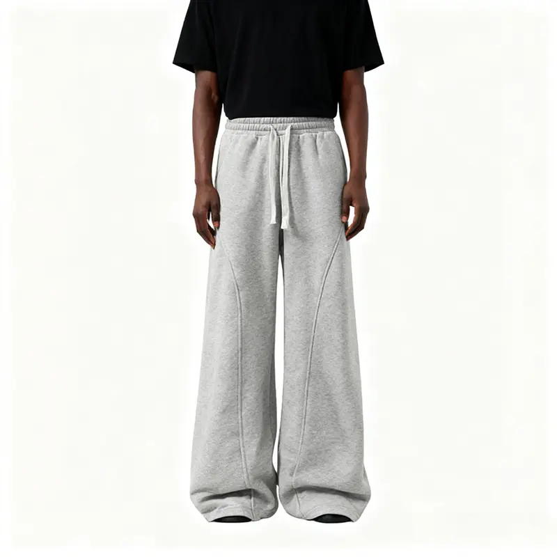 Men's solid color warm lined drawstring waist sports pants, casual, comfortable and loose for daily wear in autumn and winter, casual fleece sports pants for school season