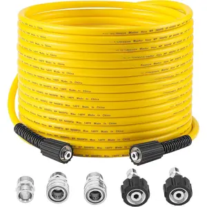 Washer Hose 50 FT X 1/4", Power Washer Replacement Extension Hose with M22 14mm Fitting, Kink Resistant,3/8" Quick Connect Kit For Gas & Electric  Washer, 3600 PSI