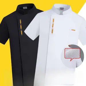 Short-sleeved Chef Uniforms for Men and Women, Same Style As Those Worn By Celebrities, Suitable for Use in Restaurants, Kitchens, and Food Service Establishments.