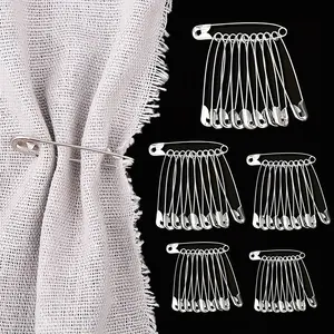 100pcs 100-Piece Metallic Silver Safety Pins: 5 Sizes for Sewing Supplies Crafts & DIY Projects