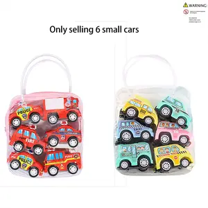 Mini Cartoon Fire Truck Toy Set, Plastic Material, Suitable for Kids Ages 3-8, Party Gift & Birthday Present, 6 Pieces, Wheel