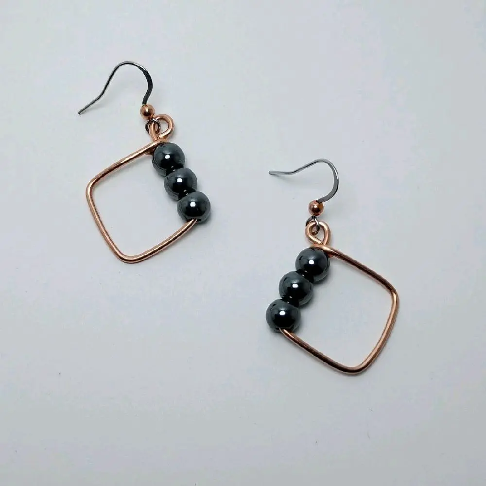 Copper and Hematite Earrings